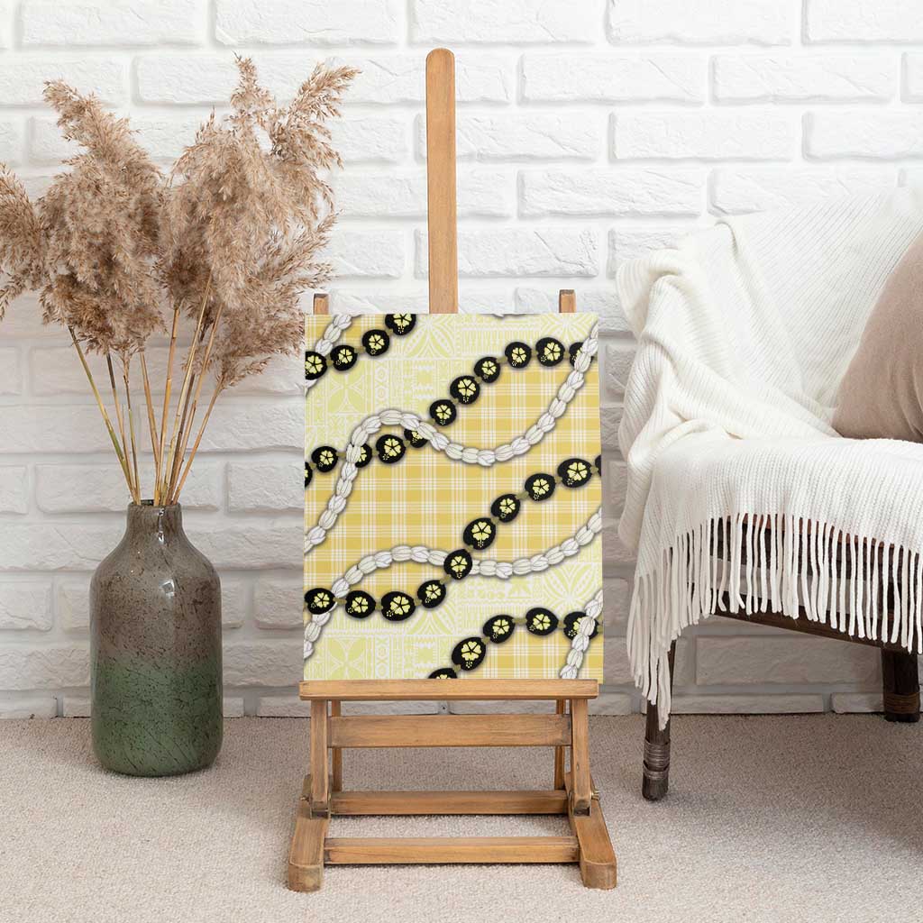 Yellow Palaka Hawaii Canvas Wall Art Kukui Nut Pikake Lei Hawaiian Tapa Pattern - Polynesian Pride