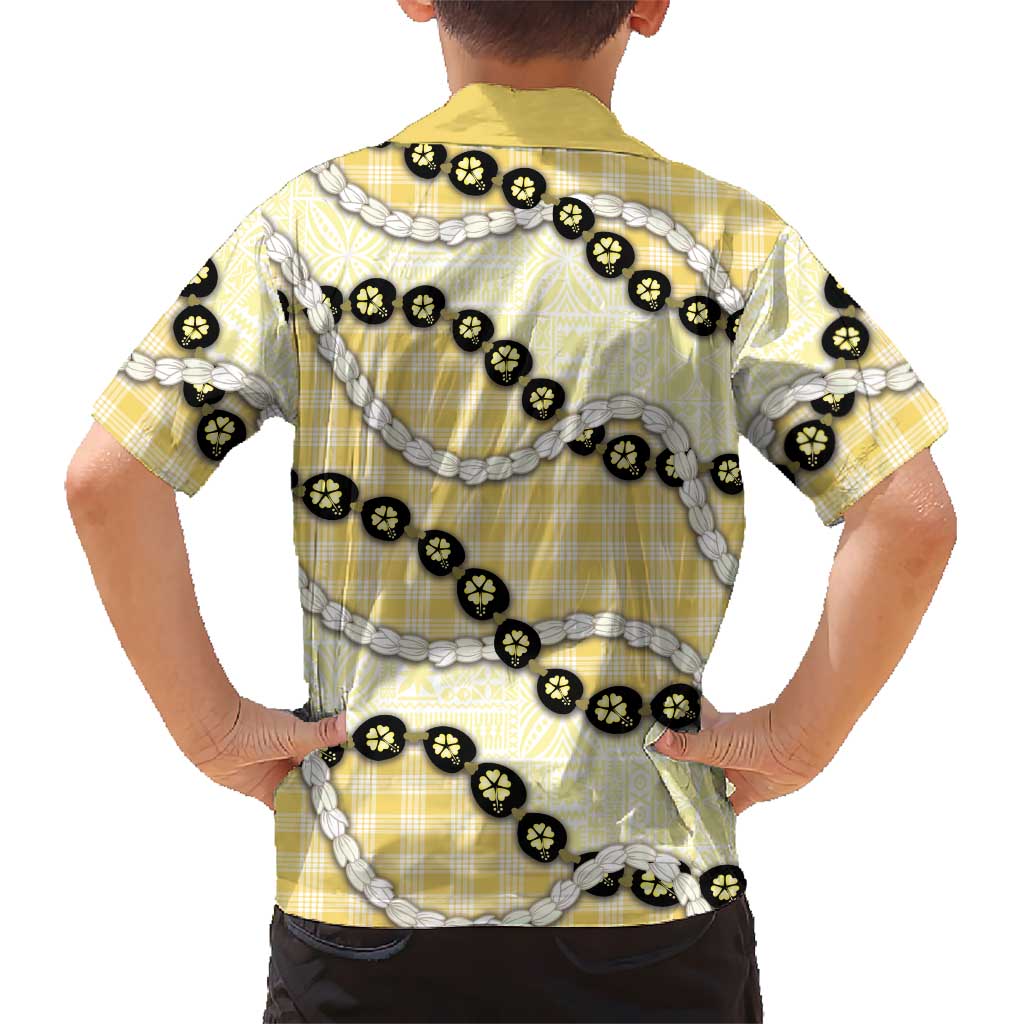 Yellow Palaka Hawaii Hawaiian Shirt Kukui Nut Pikake Lei Hawaiian Tapa Pattern - Polynesian Pride