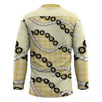 Yellow Palaka Hawaii Hockey Jersey Kukui Nut Pikake Lei Hawaiian Tapa Pattern - Polynesian Pride