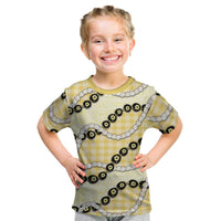 Yellow Palaka Hawaii Kid T Shirt Kukui Nut Pikake Lei Hawaiian Tapa Pattern - Polynesian Pride
