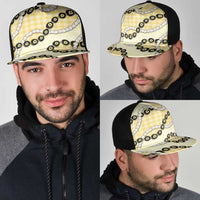 Yellow Palaka Hawaii Mesh Trucker Cap Kukui Nut Pikake Lei Hawaiian Tapa Pattern - Polynesian Pride
