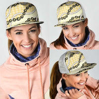 Yellow Palaka Hawaii Mesh Trucker Cap Kukui Nut Pikake Lei Hawaiian Tapa Pattern - Polynesian Pride