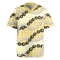 Yellow Palaka Hawaii Rugby Jersey Kukui Nut Pikake Lei Hawaiian Tapa Pattern - Polynesian Pride