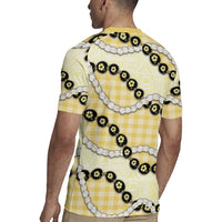 Yellow Palaka Hawaii Rugby Jersey Kukui Nut Pikake Lei Hawaiian Tapa Pattern - Polynesian Pride