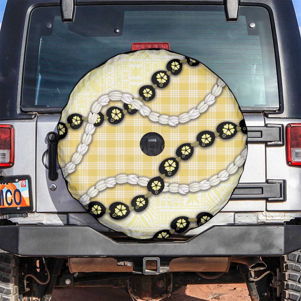 Yellow Palaka Hawaii Spare Tire Cover Kukui Nut Pikake Lei Hawaiian Tapa Pattern LT14 Yellow - Polynesian Pride