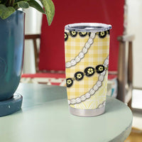 Yellow Palaka Hawaii Tumbler Cup Kukui Nut Pikake Lei Hawaiian Tapa Pattern LT14 - Polynesian Pride