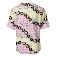 Pink Palaka Hawaii Baseball Jersey Kukui Nut Pikake Lei Hawaiian Tapa Pattern - Polynesian Pride