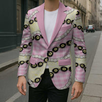 Pink Palaka Hawaii Blazer Kukui Nut Pikake Lei Hawaiian Tapa Pattern - Polynesian Pride