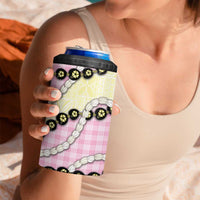 Pink Palaka Hawaii 4 in 1 Can Cooler Tumbler Kukui Nut Pikake Lei Hawaiian Tapa Pattern LT14 - Polynesian Pride