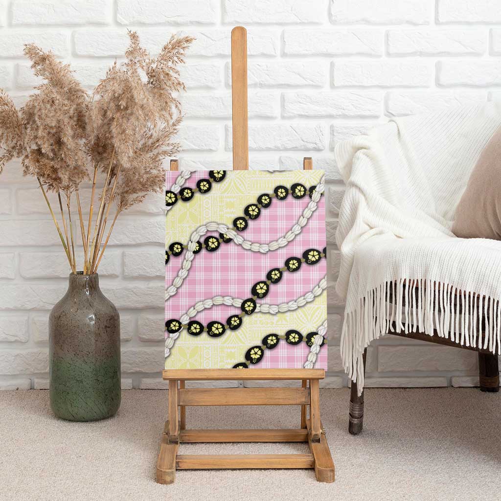 Pink Palaka Hawaii Canvas Wall Art Kukui Nut Pikake Lei Hawaiian Tapa Pattern - Polynesian Pride