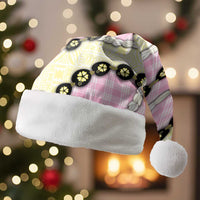 Pink Palaka Hawaii Christmas Santa Hat Kukui Nut Pikake Lei Hawaiian Tapa Pattern LT14 Without Fur Pink - Polynesian Pride