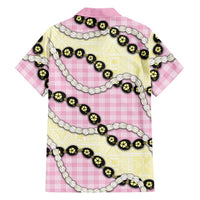 Pink Palaka Hawaii Family Matching Long Sleeve Bodycon Dress and Hawaiian Shirt Kukui Nut Pikake Lei Hawaiian Tapa Pattern LT14 - Polynesian Pride