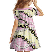 Pink Palaka Hawaii Family Matching Off Shoulder Short Dress and Hawaiian Shirt Kukui Nut Pikake Lei Hawaiian Tapa Pattern LT14 - Polynesian Pride