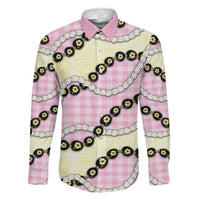 Pink Palaka Hawaii Family Matching Short Sleeve Bodycon Dress and Hawaiian Shirt Kukui Nut Pikake Lei Hawaiian Tapa Pattern LT14 Dad's Shirt - Long Sleeve Pink - Polynesian Pride