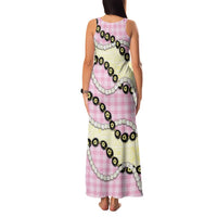 Pink Palaka Hawaii Family Matching Tank Maxi Dress and Hawaiian Shirt Kukui Nut Pikake Lei Hawaiian Tapa Pattern LT14 - Polynesian Pride