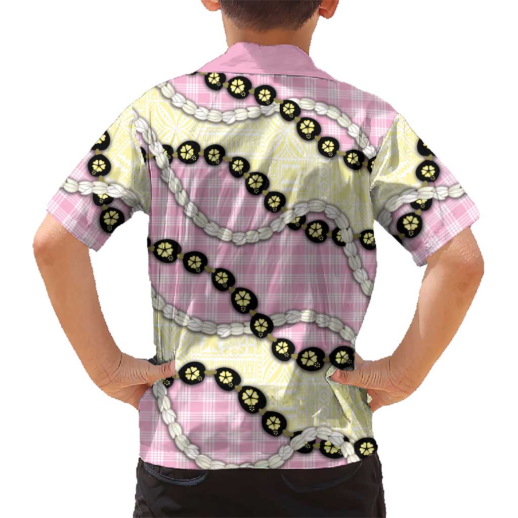 Pink Palaka Hawaii Hawaiian Shirt Kukui Nut Pikake Lei Hawaiian Tapa Pattern - Polynesian Pride