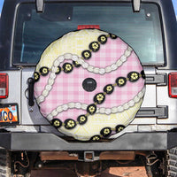 Pink Palaka Hawaii Spare Tire Cover Kukui Nut Pikake Lei Hawaiian Tapa Pattern LT14 Pink - Polynesian Pride