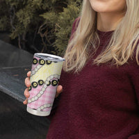 Pink Palaka Hawaii Tumbler Cup Kukui Nut Pikake Lei Hawaiian Tapa Pattern - Polynesian Pride