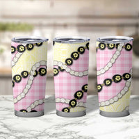 Pink Palaka Hawaii Tumbler Cup Kukui Nut Pikake Lei Hawaiian Tapa Pattern - Polynesian Pride