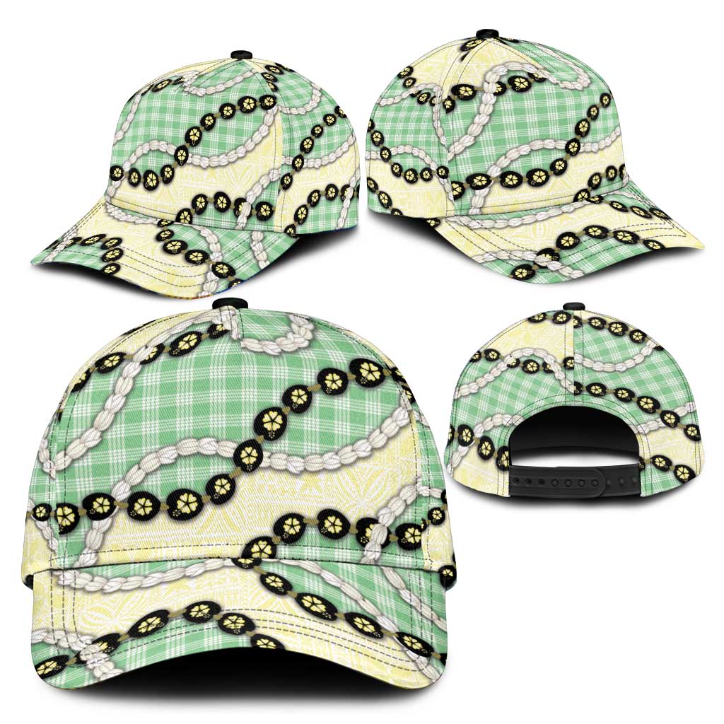 Green Palaka Hawaii Classic Cap Kukui Nut Pikake Lei Hawaiian Tapa Pattern - Polynesian Pride