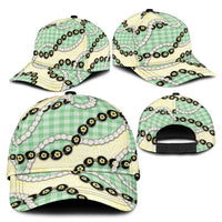 Green Palaka Hawaii Classic Cap Kukui Nut Pikake Lei Hawaiian Tapa Pattern - Polynesian Pride