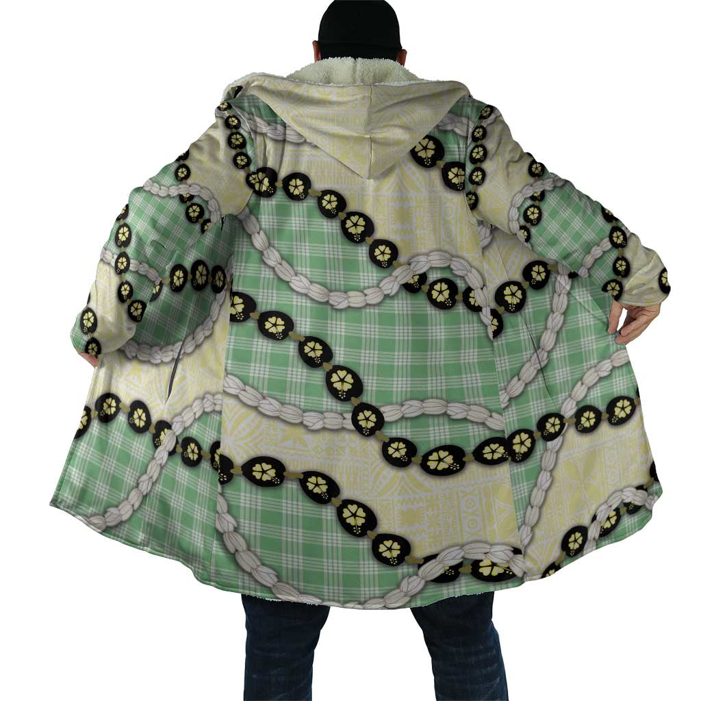 Green Palaka Hawaii Cloak Kukui Nut Pikake Lei Hawaiian Tapa Pattern - Polynesian Pride