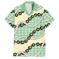 Green Palaka Hawaii Family Matching Mermaid Dress and Hawaiian Shirt Kukui Nut Pikake Lei Hawaiian Tapa Pattern LT14 Dad's Shirt - Short Sleeve Green - Polynesian Pride