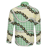 Green Palaka Hawaii Family Matching Mermaid Dress and Hawaiian Shirt Kukui Nut Pikake Lei Hawaiian Tapa Pattern LT14 - Polynesian Pride