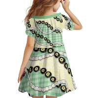 Green Palaka Hawaii Family Matching Off Shoulder Short Dress and Hawaiian Shirt Kukui Nut Pikake Lei Hawaiian Tapa Pattern LT14 - Polynesian Pride
