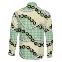 Green Palaka Hawaii Family Matching Summer Maxi Dress and Hawaiian Shirt Kukui Nut Pikake Lei Hawaiian Tapa Pattern LT14 - Polynesian Pride