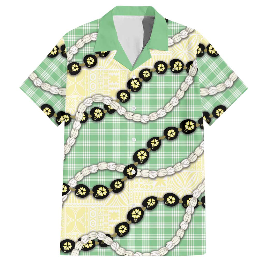 Green Palaka Hawaii Hawaiian Shirt Kukui Nut Pikake Lei Hawaiian Tapa Pattern - Polynesian Pride