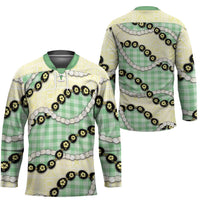 Green Palaka Hawaii Hockey Jersey Kukui Nut Pikake Lei Hawaiian Tapa Pattern - Polynesian Pride