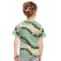 Green Palaka Hawaii Kid T Shirt Kukui Nut Pikake Lei Hawaiian Tapa Pattern - Polynesian Pride