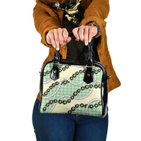 Green Palaka Hawaii Shoulder Handbag Kukui Nut Pikake Lei Hawaiian Tapa Pattern - Polynesian Pride