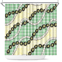 Green Palaka Hawaii Shower Curtain Kukui Nut Pikake Lei Hawaiian Tapa Pattern LT14 Green - Polynesian Pride