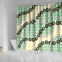 Green Palaka Hawaii Shower Curtain Kukui Nut Pikake Lei Hawaiian Tapa Pattern LT14 - Polynesian Pride