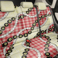 Red Palaka Hawaii Back Car Seat Cover Kukui Nut Pikake Lei Hawaiian Tapa Pattern - Polynesian Pride