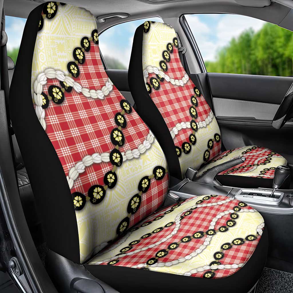 Red Palaka Hawaii Car Seat Cover Kukui Nut Pikake Lei Hawaiian Tapa Pattern LT14 - Polynesian Pride