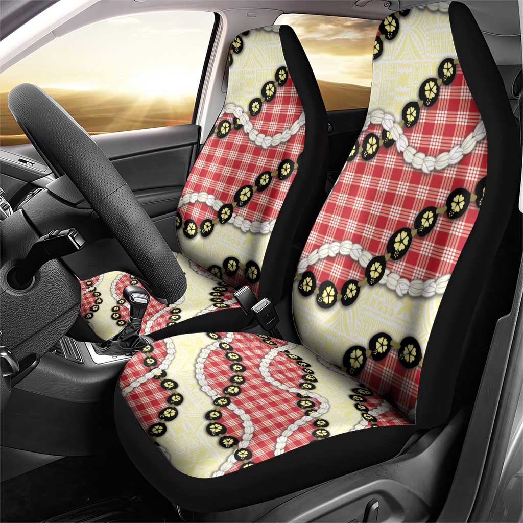 Red Palaka Hawaii Car Seat Cover Kukui Nut Pikake Lei Hawaiian Tapa Pattern LT14 - Polynesian Pride