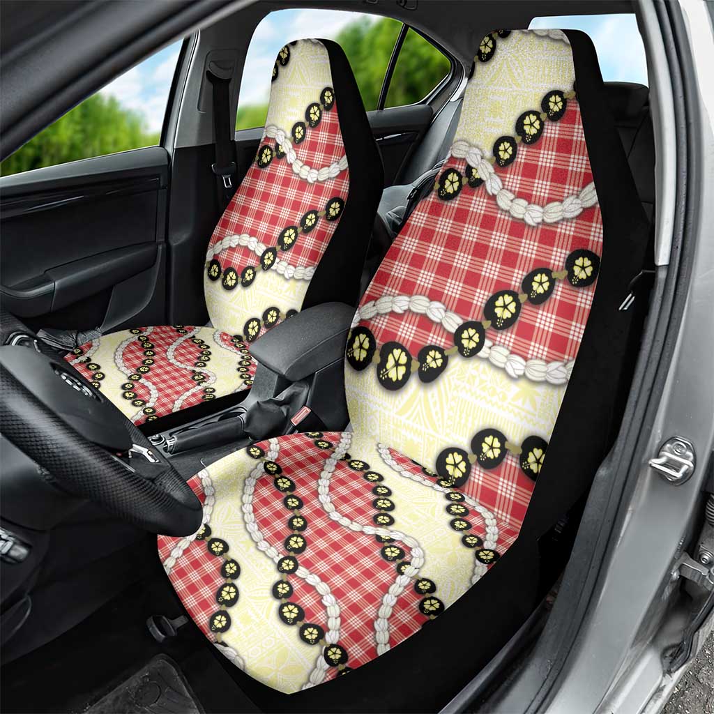 Red Palaka Hawaii Car Seat Cover Kukui Nut Pikake Lei Hawaiian Tapa Pattern LT14 - Polynesian Pride