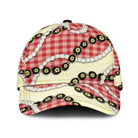 Red Palaka Hawaii Classic Cap Kukui Nut Pikake Lei Hawaiian Tapa Pattern - Polynesian Pride