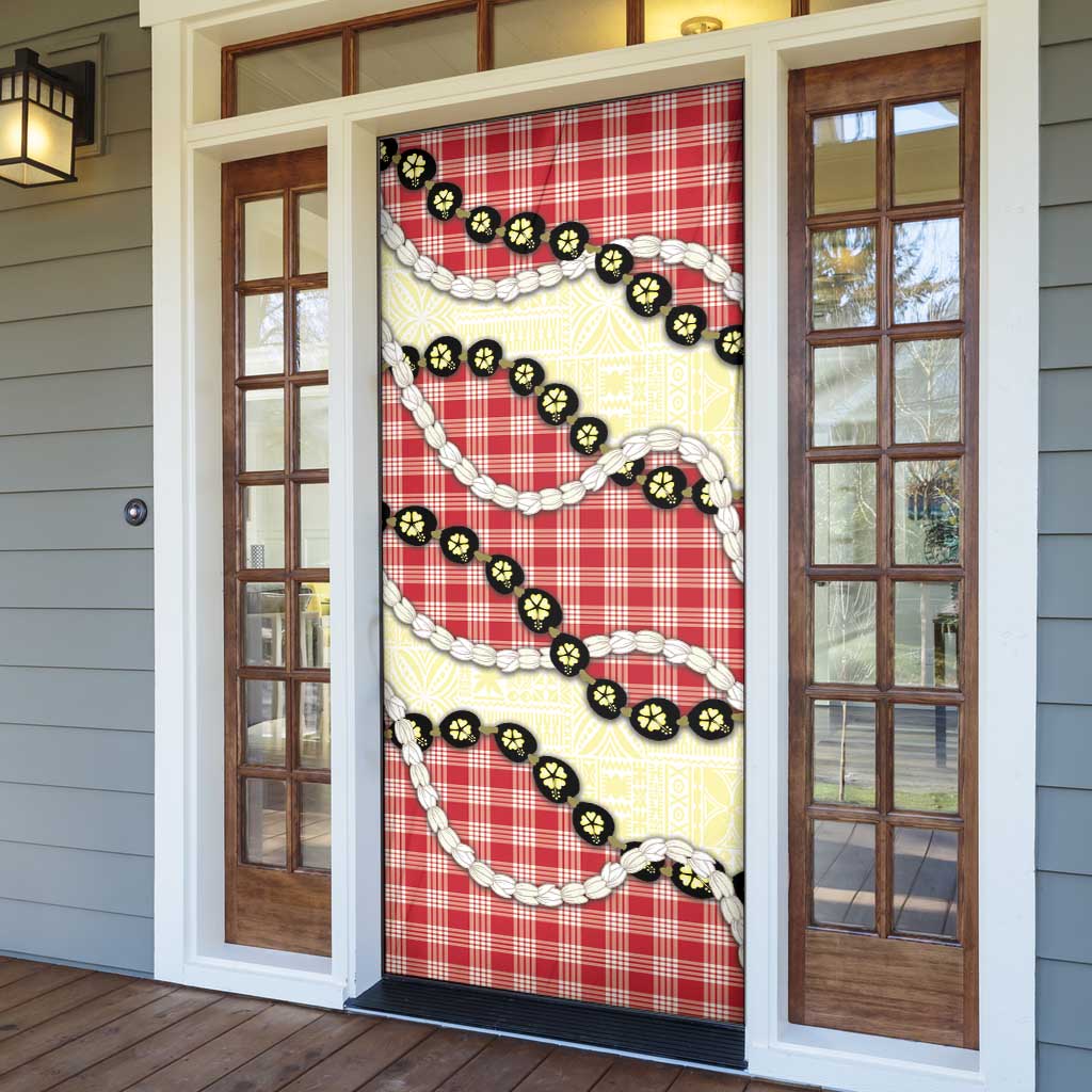 Red Palaka Hawaii Door Cover Kukui Nut Pikake Lei Hawaiian Tapa Pattern LT14 - Polynesian Pride