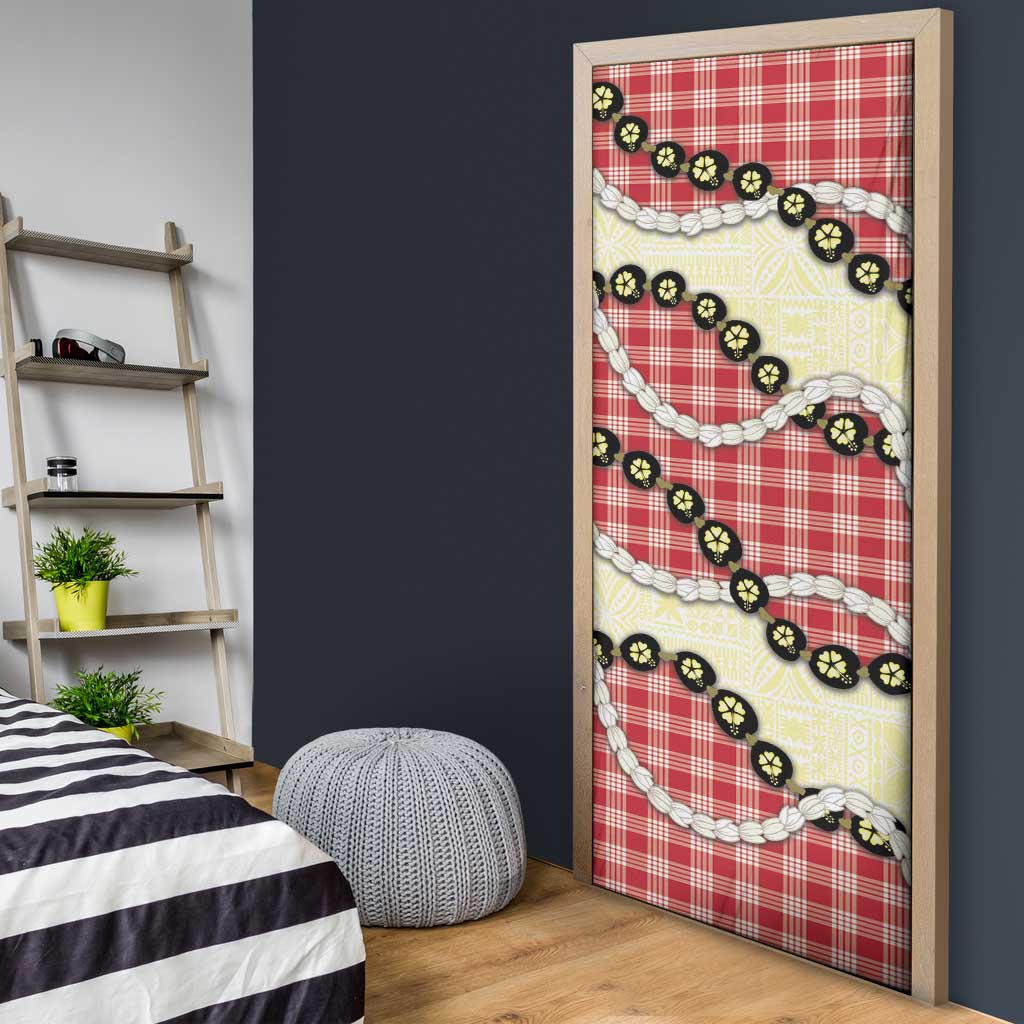Red Palaka Hawaii Door Cover Kukui Nut Pikake Lei Hawaiian Tapa Pattern LT14 - Polynesian Pride