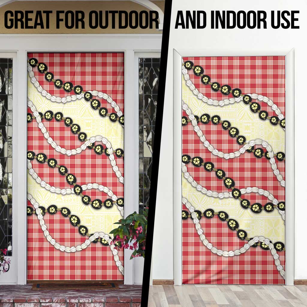 Red Palaka Hawaii Door Cover Kukui Nut Pikake Lei Hawaiian Tapa Pattern LT14 - Polynesian Pride