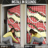 Red Palaka Hawaii Door Cover Kukui Nut Pikake Lei Hawaiian Tapa Pattern LT14 - Polynesian Pride