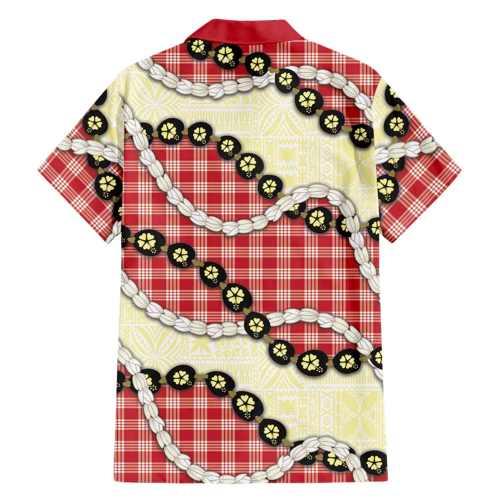 Red Palaka Hawaii Family Matching Tank Maxi Dress and Hawaiian Shirt Kukui Nut Pikake Lei Hawaiian Tapa Pattern LT14 - Polynesian Pride