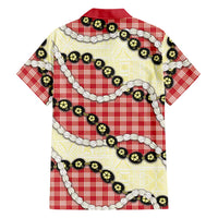 Red Palaka Hawaii Family Matching Tank Maxi Dress and Hawaiian Shirt Kukui Nut Pikake Lei Hawaiian Tapa Pattern LT14 - Polynesian Pride