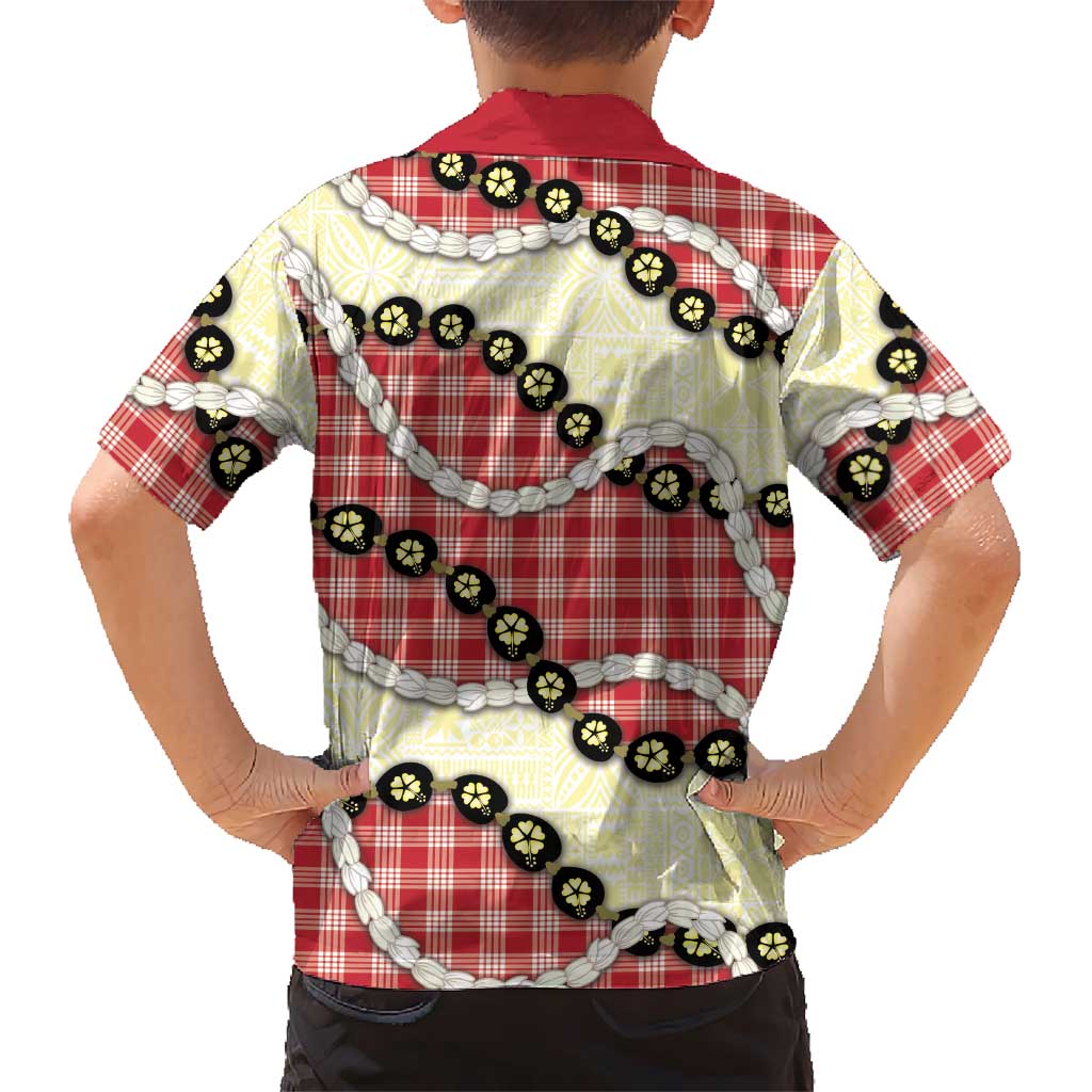 Red Palaka Hawaii Hawaiian Shirt Kukui Nut Pikake Lei Hawaiian Tapa Pattern - Polynesian Pride