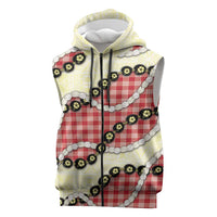 Red Palaka Hawaii Sleeveless Zip Hoodie Kukui Nut Pikake Lei Hawaiian Tapa Pattern - Polynesian Pride