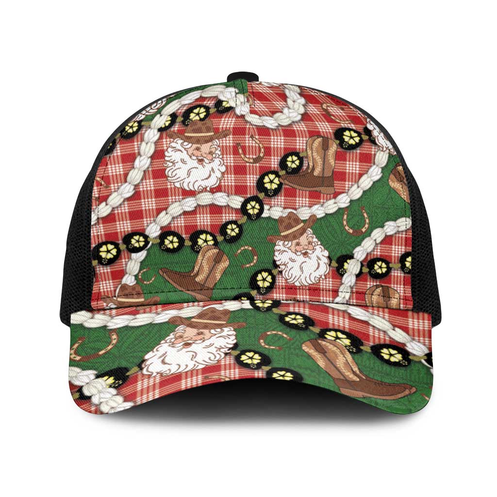 Cowboy Hawaii Mele Kalikimaka Baseball Net Cap Paniolo Kukui Nut Pikake Lei Red Version - Polynesian Pride